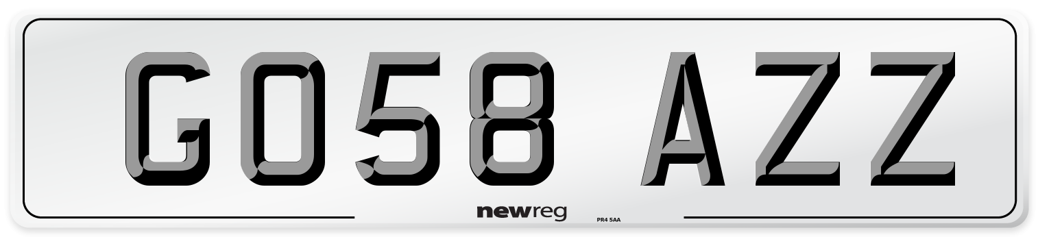 GO58 AZZ Number Plate from New Reg